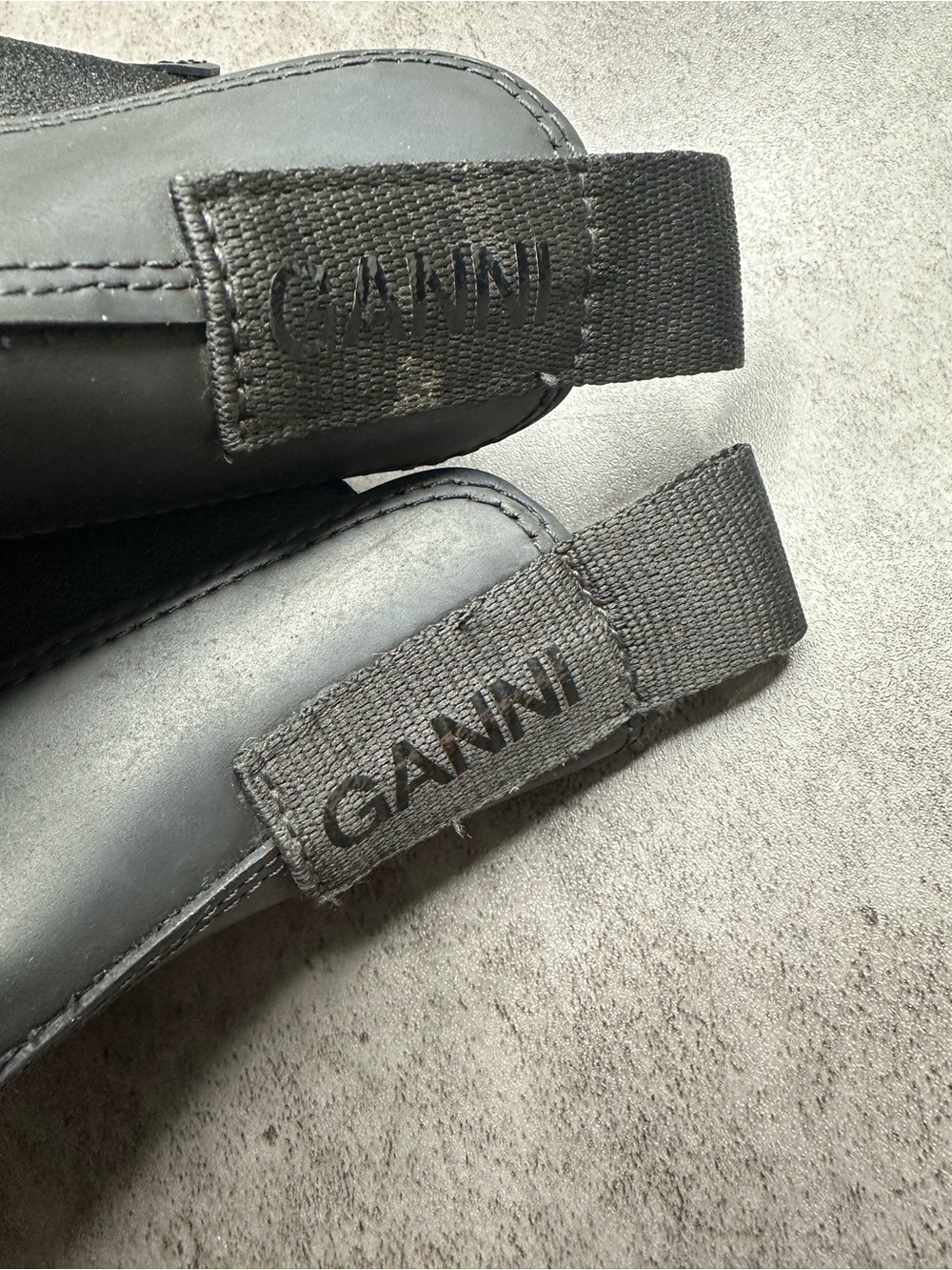 GANNI City Black Rubber Chelsea Rain Boots Lug Sole Size 40 - Picture 3 of 5